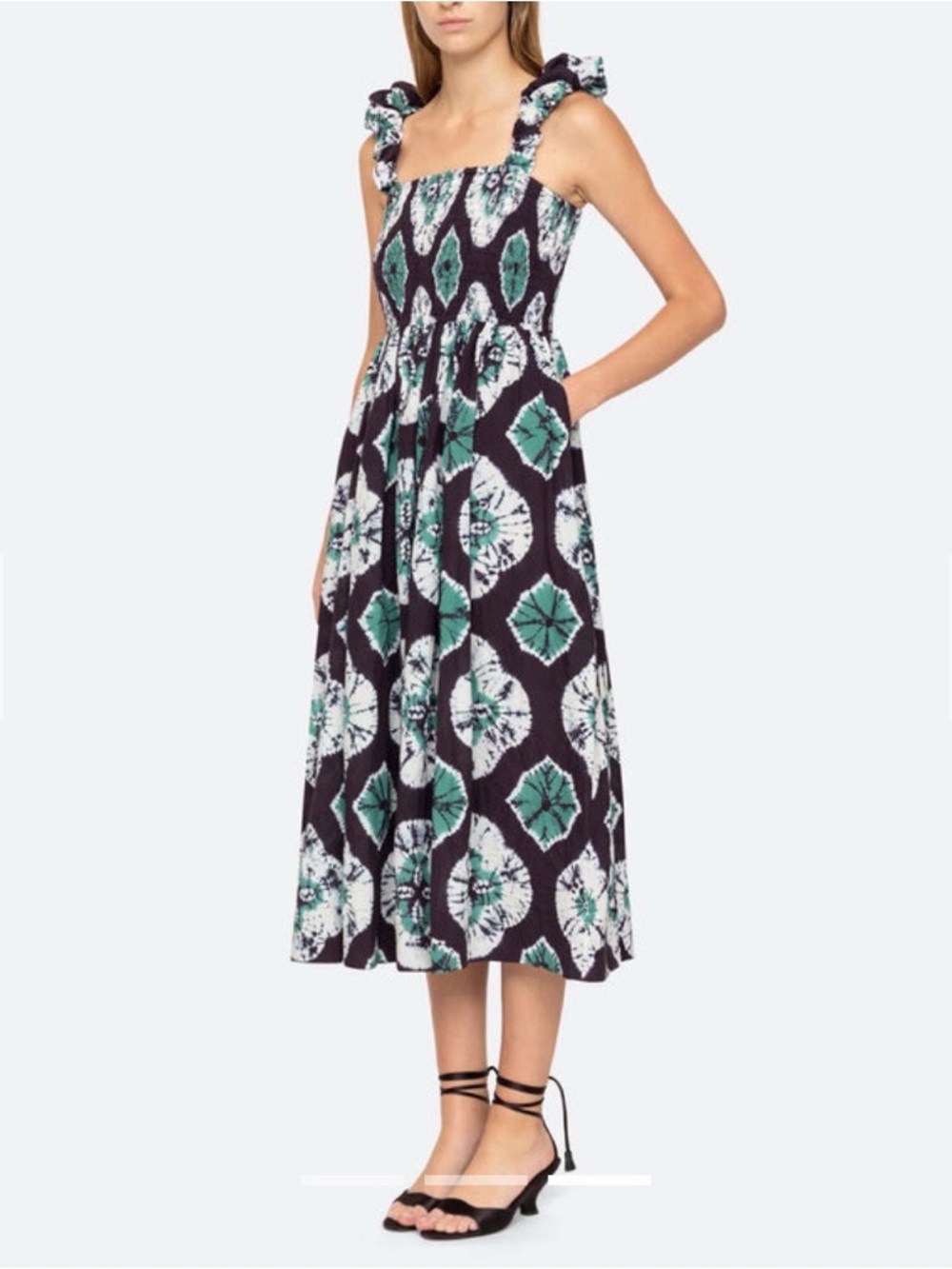 Sea Aveline Tie Dye Sleeveless Smocked Midi Dress
